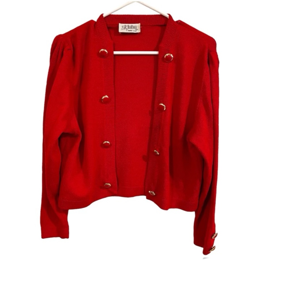 St. John by Marie Gray Vintage Red Cardigan Sz 8